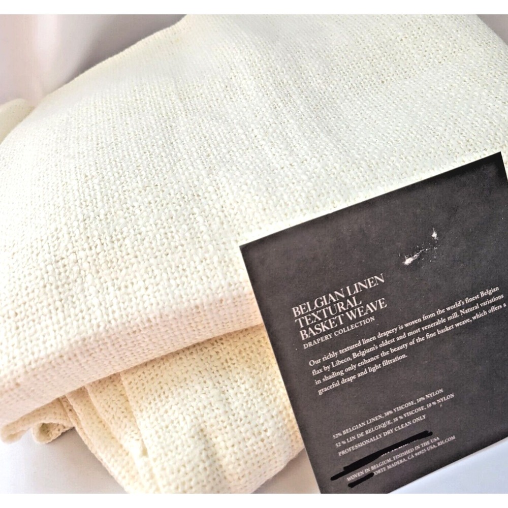 2 Restoration Hardware Belgian Linen Textural Basket Weave Drapery Panels